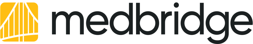 Medbridge logo with a yellow bridge graphic on the left and "medbridge" in black lowercase on the right.